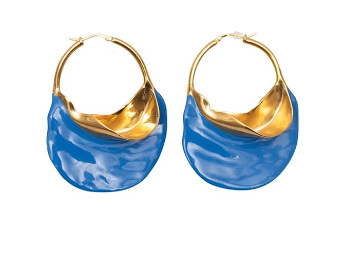 Céline Créoles Celine bleues et dorées Plastique  ref.1197531