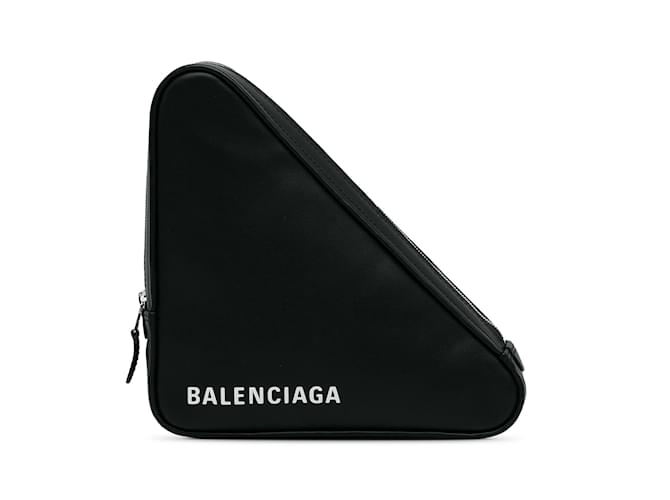 Black Balenciaga Triangle Clutch Leather  ref.1197541