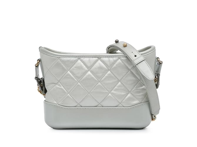 Silver Chanel Small Metallic Gabrielle Crossbody Bag Silvery Leather  ref.1197543