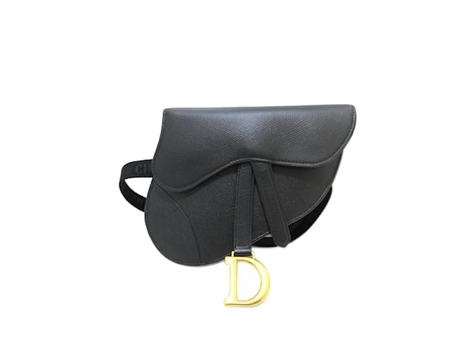 Riñonera Saddle de piel Dior negra Negro Cuero  ref.1197568