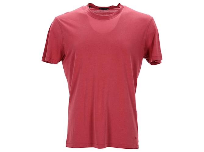 Camiseta Tom Ford con cuello redondo en Lyocell rojo Roja  ref.1197743
