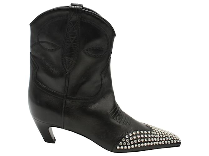 Khaite Dallas Crystal-Embellished Ankle Boots in Black Leather  ref.1197750