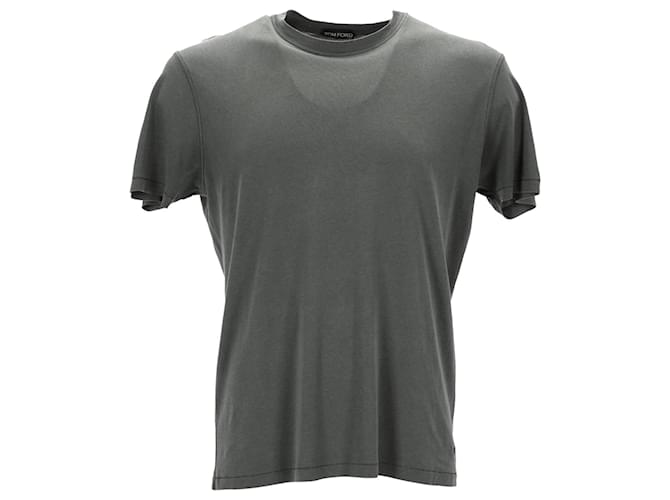 Tom Ford Rundhals-T-Shirt aus khakifarbenem Lyocell Grün  ref.1197767