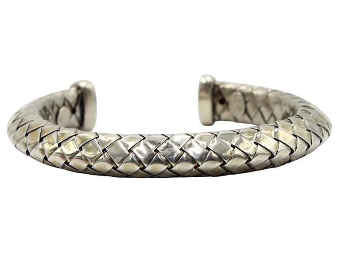 Bottega Veneta Intrecciato Cuff Bracelet in Silver Metal Silvery Metallic  ref.1197772