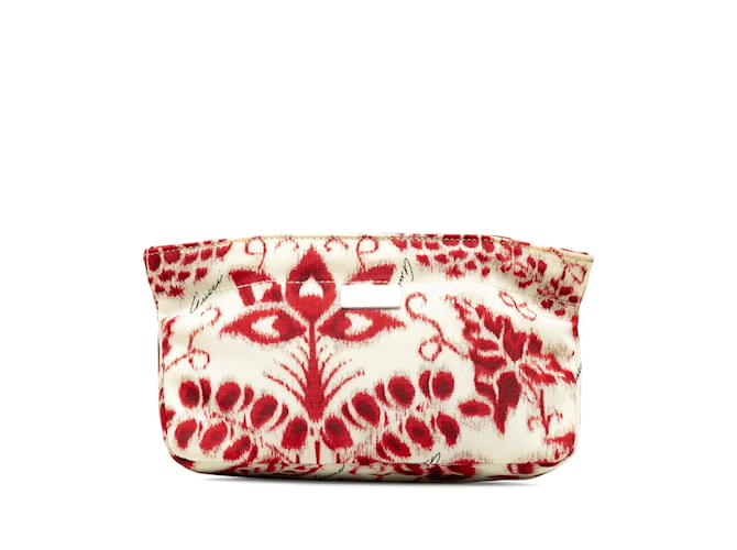 Gucci Floral Print Canvas Cosmetic Pouch 039 9968 White Cloth  ref.1197822
