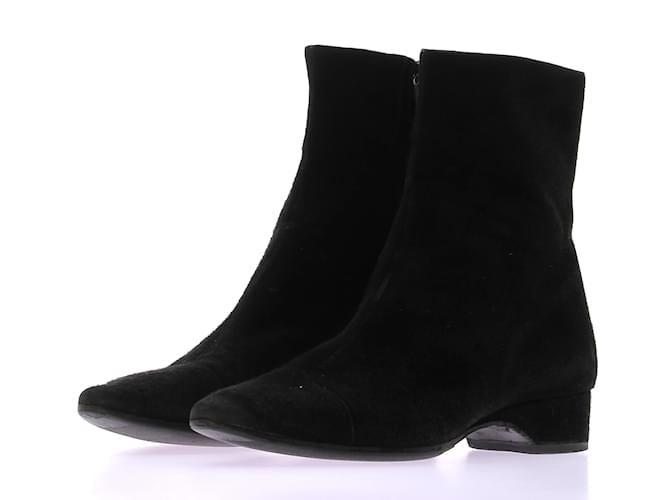 CHANEL  Ankle boots T.eu 36.5 Suede Black  ref.1197974