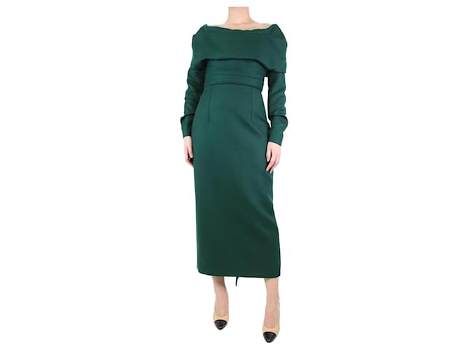 Autre Marque Dark green off-shoulder dress - size UK 8  ref.1198041