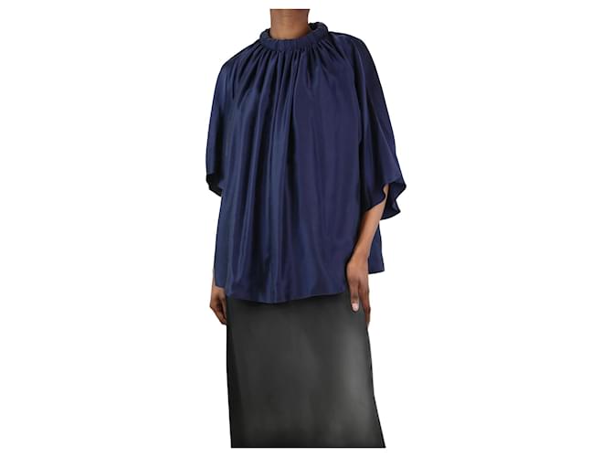 Roksanda Top de seda azul oscuro con cuello redondo - talla UK 8  ref.1198042