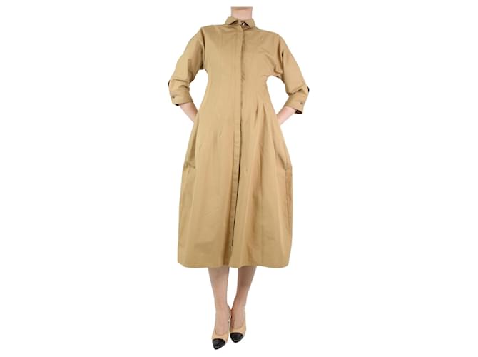 Jil Sander Neutral buttoned midi dress - size UK 8 Cotton  ref.1198074