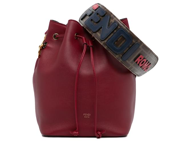 Fendi Red Leather Mon Tresor Bucket Bag Pony-style calfskin  ref.1198128