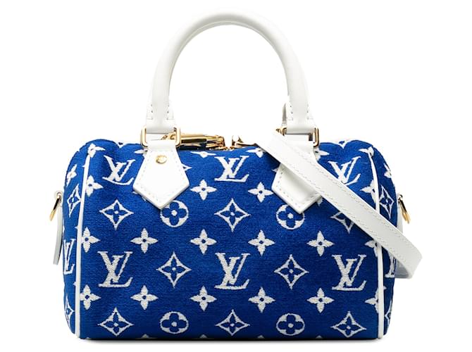 Louis Vuitton Speedy Bandouliere in velluto monogramma blu 20 Panno  ref.1198161