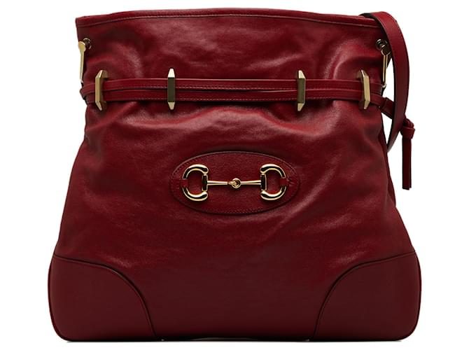 Gucci Red Horsebit 1955 Drawstring Crossbody Bag Leather Pony-style calfskin  ref.1198164