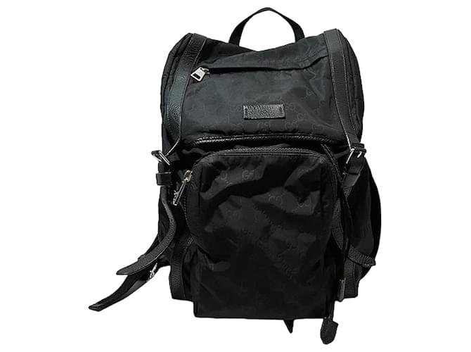 Gucci GG Nylon Drawstring Backpack 510336 Black Cloth  ref.1198184