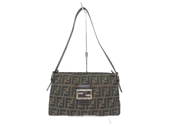 Fendi Sac à bandoulière en toile zippé Zucca Marron  ref.1198206