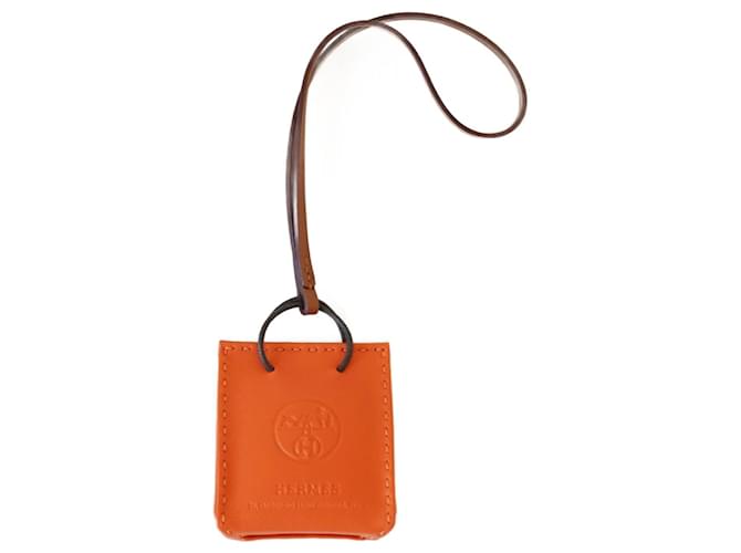 Hermès bag charm Orange Leather  ref.1198295