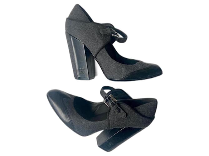 Chanel Heels Grey Cloth  ref.1198419