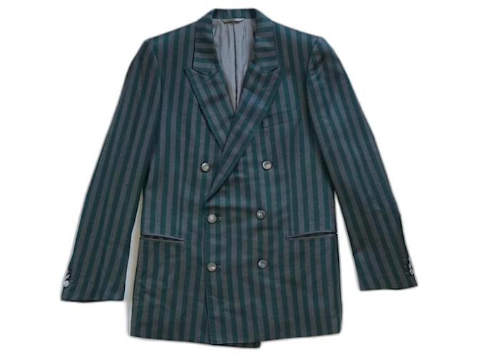 Yves Saint Laurent Blazers Jackets Green Grey Silk  ref.1198967