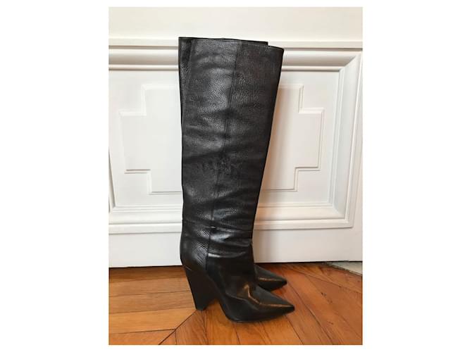 SAINT LAURENT  Boots T.eu 36.5 leather Black  ref.1199112