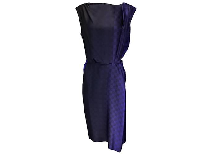 Autre Marque Dries Van Noten Purple Ombre Effect Checkered Silk Dress  ref.1199127