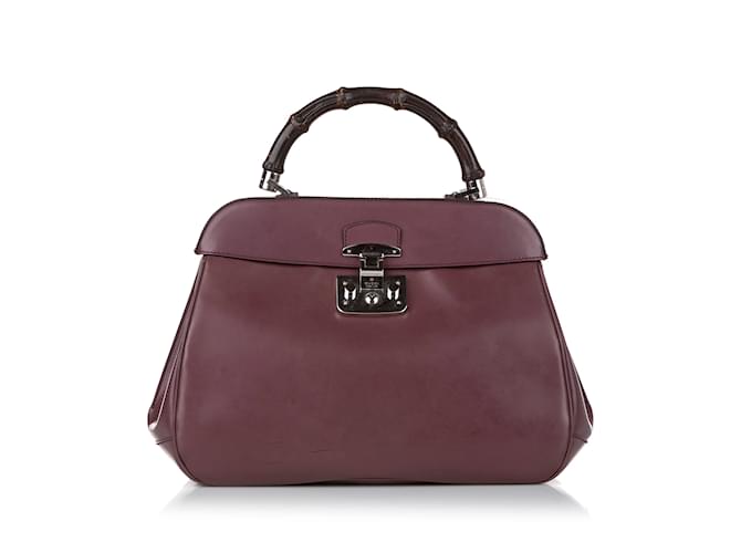 Bolsa de couro roxa Gucci Bamboo Lady Lock Roxo  ref.1199166