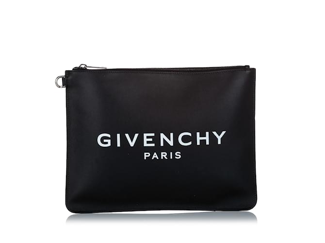 Black Givenchy Logo Leather Clutch Bag  ref.1199180