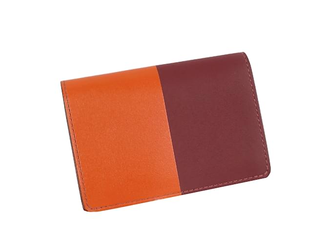 Orangefarbenes Hermès-Manhattan-Kartenetui Leder  ref.1199234