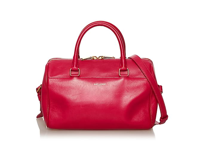 Duffle Bolso satchel clásico de cuero tipo lona para bebé de Saint Laurent rojo Roja  ref.1199258