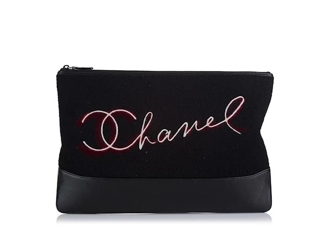 Black Chanel Paris Salzburg Clutch Bag Leather  ref.1199297