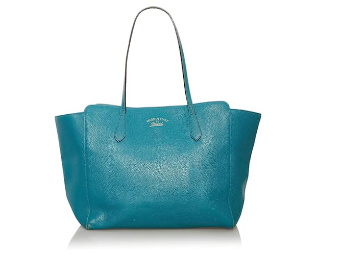 Blue Gucci Medium Swing Leather Tote Bag  ref.1199325