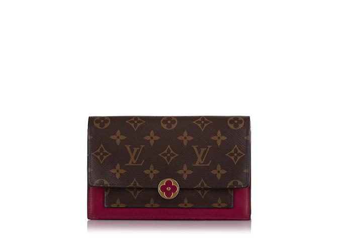 Carteira Louis Vuitton Monogram Flore marrom com corrente Lona  ref.1199336
