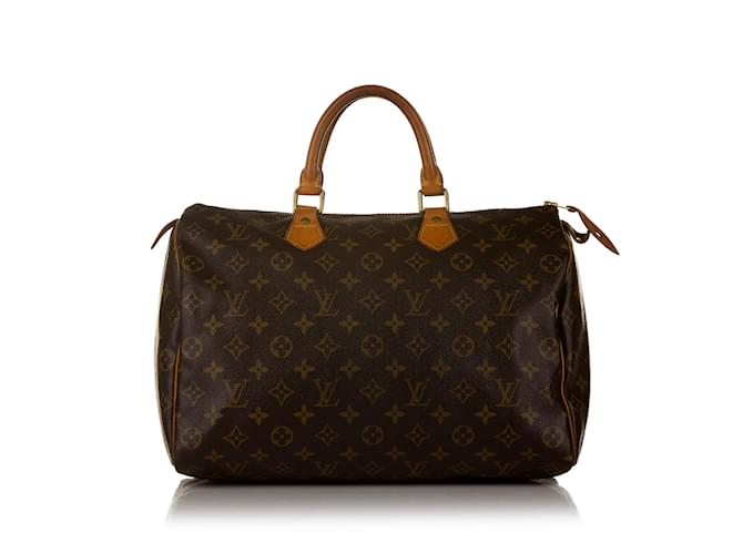 Braunes Louis Vuitton Monogramm Speedy 35 Boston-Tasche Leinwand  ref.1199337