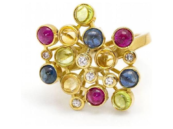 Autre Marque Ring COLOR BUBBLES in Gold and Diamonds Pink Golden Navy blue Light green Yellow gold  ref.1199341