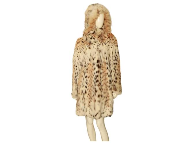 Autre Marque Anabella Made in Italy Lynx fourrure longue longueur style fourrure manteau à capuche taille Petite Multicolore  ref.1199342