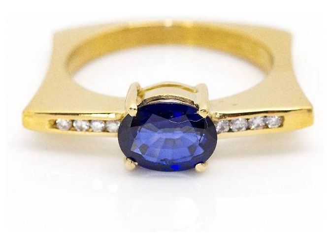 Autre Marque Anello KLASH in oro, zaffiro e diamanti. D'oro Blu navy