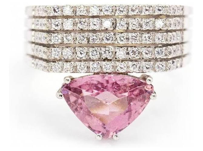 Autre Marque TRAPEZIO-Ring aus Weißgold und Turmalin. Pink Diamant  ref.1199383