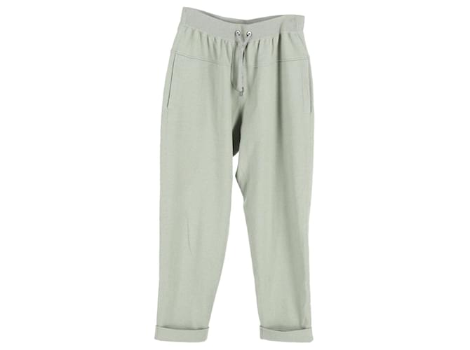 Brunello Cucinelli Pantalones deportivos con cordón en la cintura de cachemir verde Cachemira Lana  ref.1199446