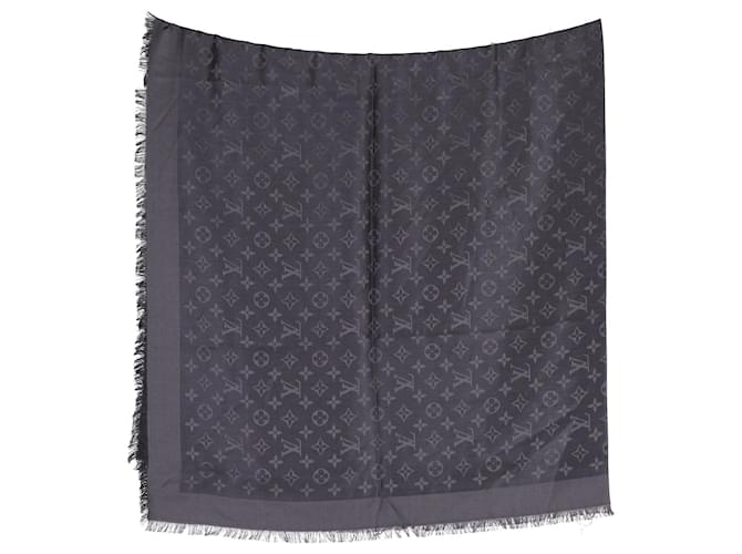 Écharpe Monogram Louis Vuitton en soie et coton gris  ref.1199465