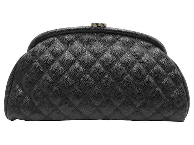 Pochette Chanel Timeless in pelle di caviale trapuntata nera Nero  ref.1199470