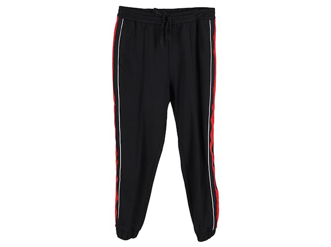 Pantalones de chándal con cordón en la cintura y rayas tribandas de Gucci en algodón negro  ref.1199489