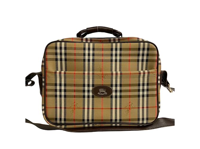 Burberry Haymarket Check Messenger Bag Brown Cloth  ref.1199504