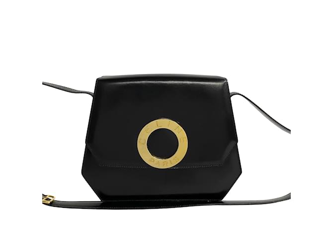 Céline Circle Logo Leather Shoulder Bag Black Pony-style calfskin  ref.1199506