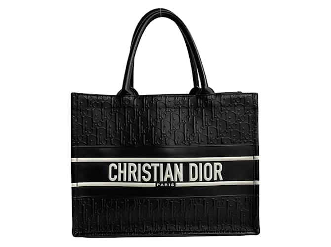 Dior Large Oblique Embossed Calfskin Book Tote Black Leather Pony-style calfskin  ref.1199531