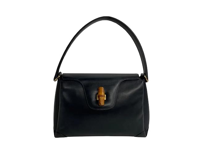 Bolso de hombro de cuero Gucci con bambú, bolso cruzado de cuero en muy buen estado  ref.1199535