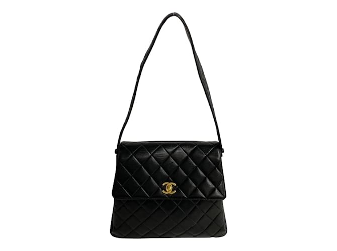 Chanel Quilted CC Flap Shoulder Bag Black Leather  ref.1199539