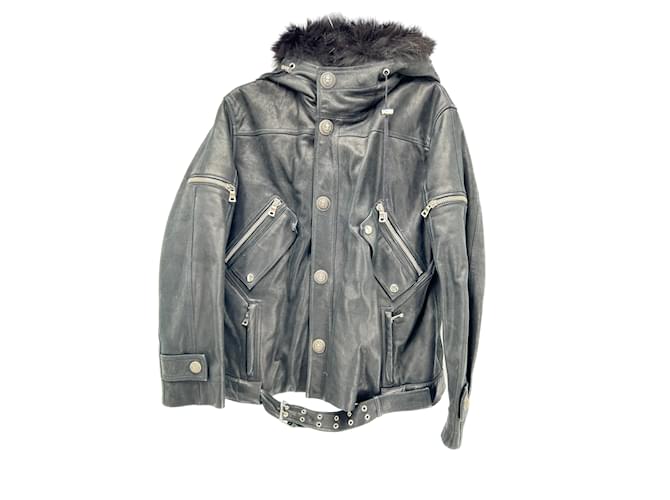 BALMAIN  Jackets T.International S Leather Black  ref.1199580