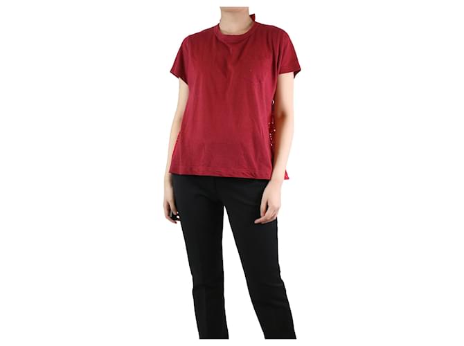 Sacai Red lace-back pocket t-shirt - Brand size 3 Linen  ref.1199627