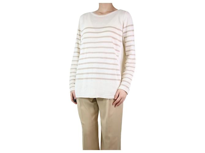 Loro Piana Cream striped sweater - size UK 12  ref.1199629