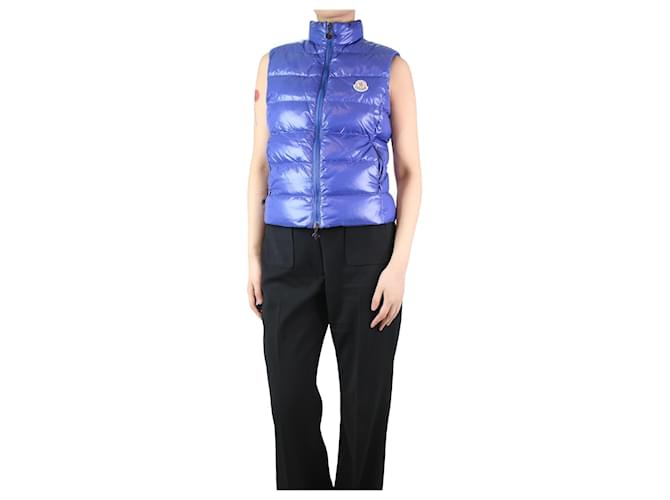 Moncler Blue quilted down gilet - size UK 10 Polyamide  ref.1199636