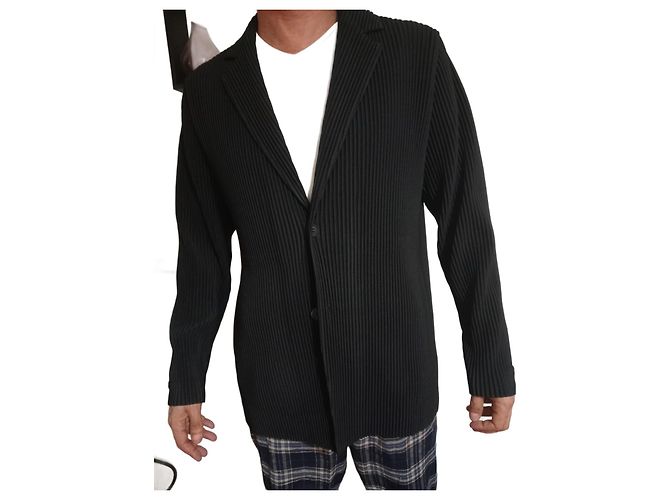 Issey Miyake quilted blazer black polyester