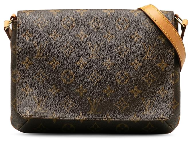 Louis Vuitton Brown Monogram Musette Tango Short Strap Leather Cloth  ref.1199671